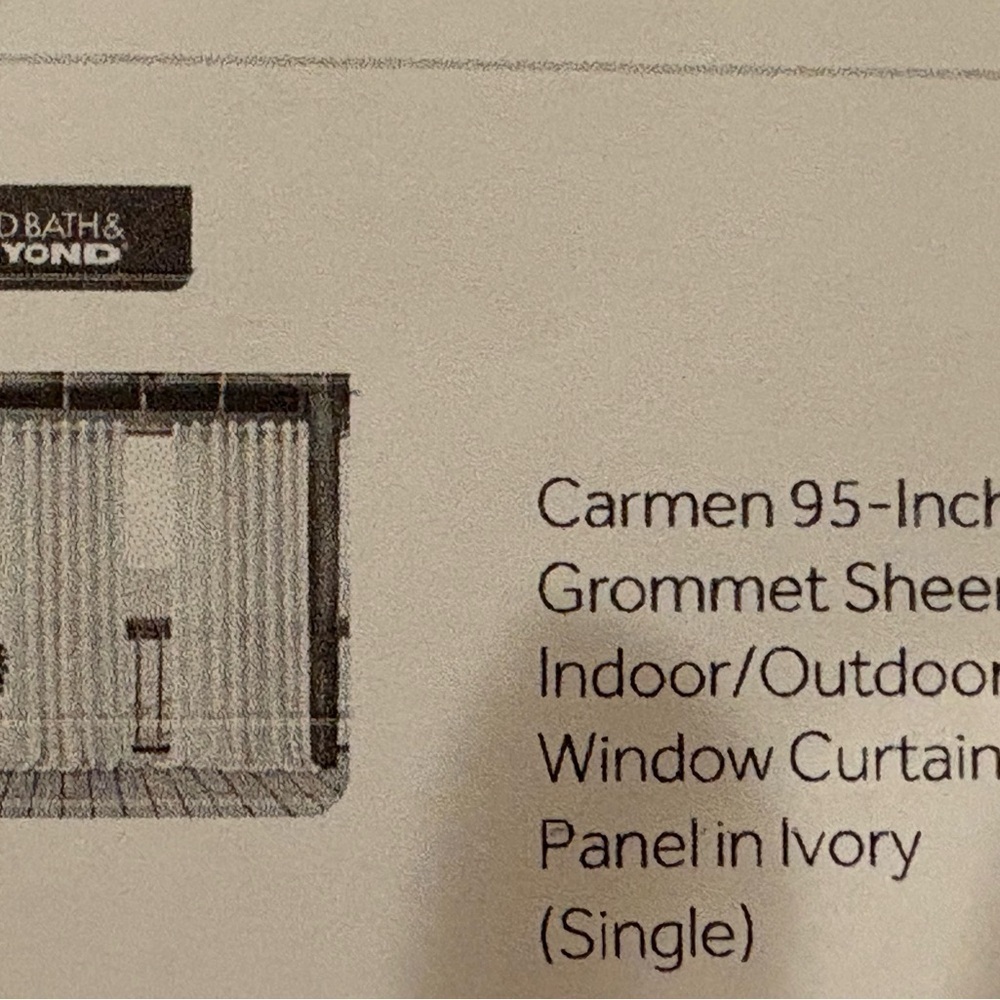 95 Inch White Curtain Panel - Picture 2 of 3